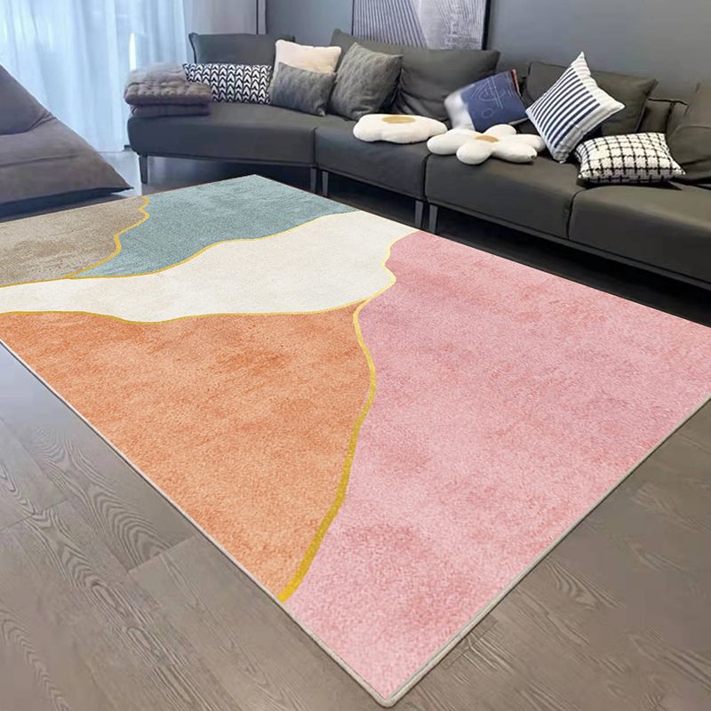 Brown Modern Rug Polyester Abstract Pattern Rug Rug Washable Rug for Living Room