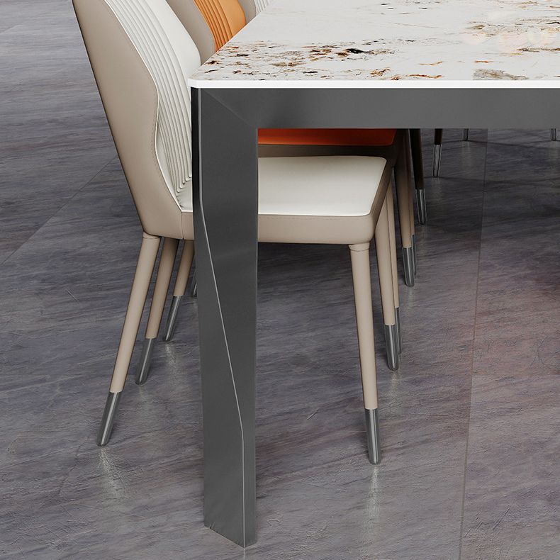 Modern Style Dining Table Sintered Stone Dining Rectangle Table with Metal Legs for Home