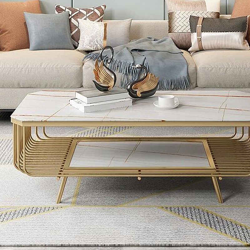 Glam Slate Coffee Table Rectangle Coffee or End Table with Shelf
