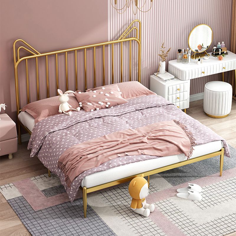 Contemporary Standard Bed with Headboard Open-Frame Metal Bed