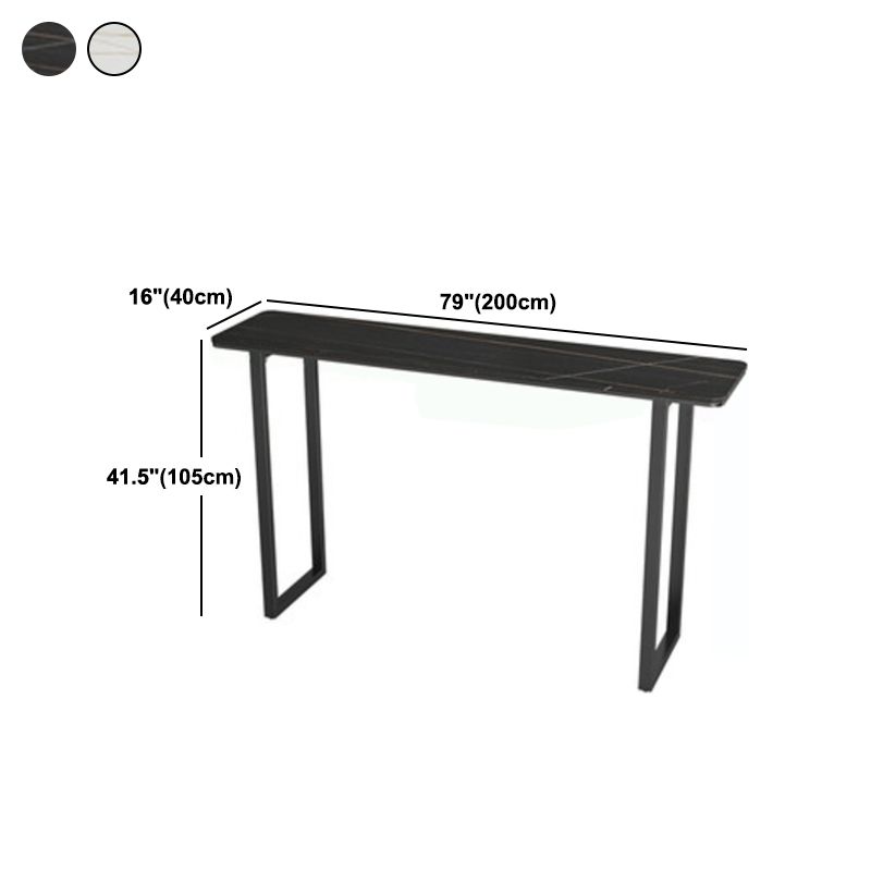 Industrial Indoor Rectangle Counter Wine Table Stone and Metal Bar/Dinette Table