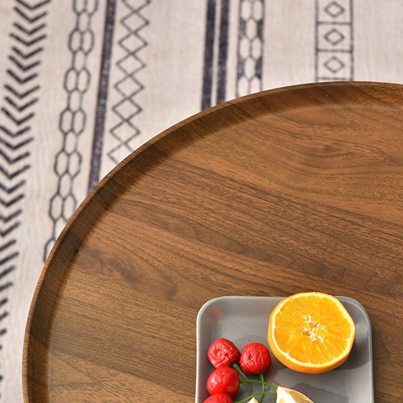 Contemporary 3 Legs End Table Round Wood Side Table in Brown