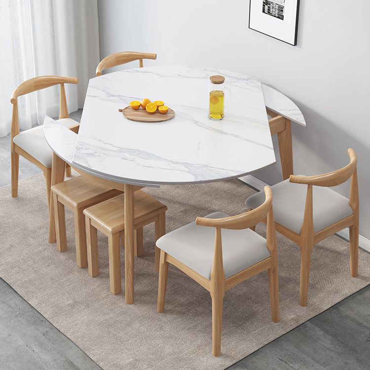 Modern Sintered Stone Dining Table Round Dining Room Table with 4 Legs