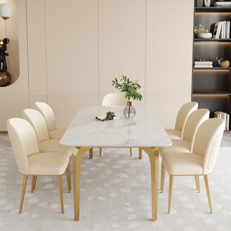 Glam Kitchen Side Chair Gold Legs Parsons Dining Armless Chair