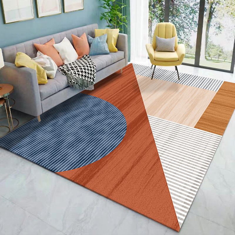 Luxuriöser geometrischer Teppich, mehrfarbig, minimalistischer Teppich, Synthetik, haustierfreundlich, maschinenwaschbar, rutschfester Teppich für die Inneneinrichtung