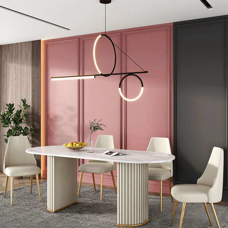 Nordic Glam Rectangle Sintered Stone Table Set 1/2/5/7 Pieces Dining Set