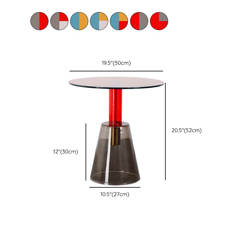 Contemporary Glass Pedestal Round Living Room Glass Top Side Table