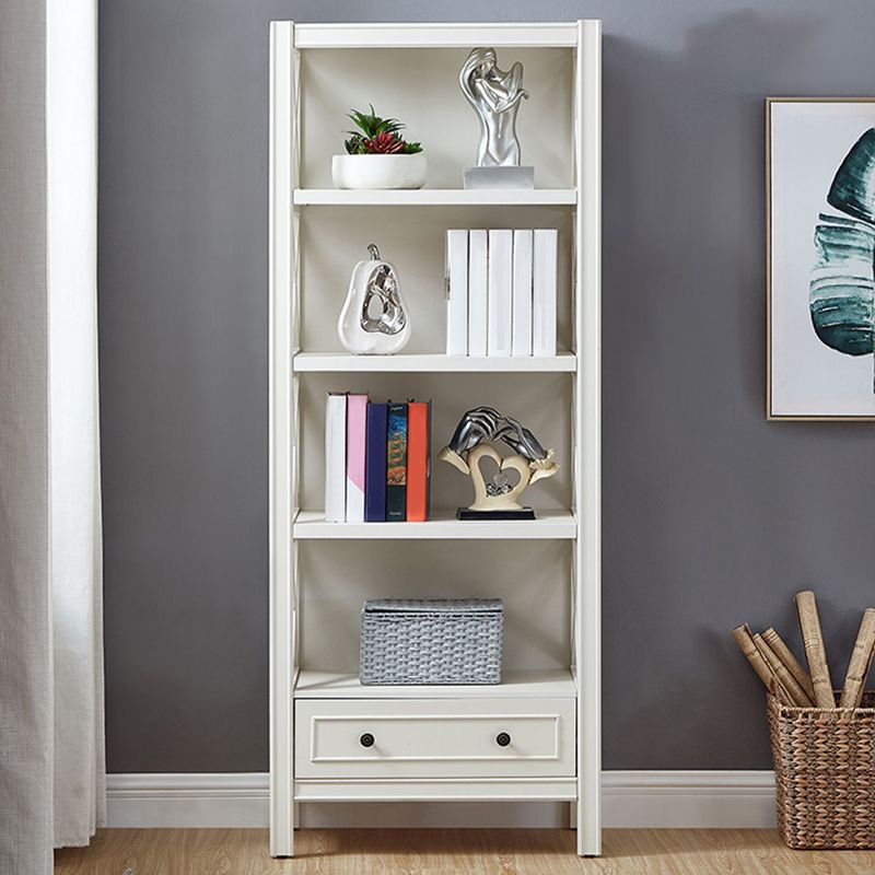 Standard Wooden Bookshelf Closed Back Contemporary Bookcase with Drawers