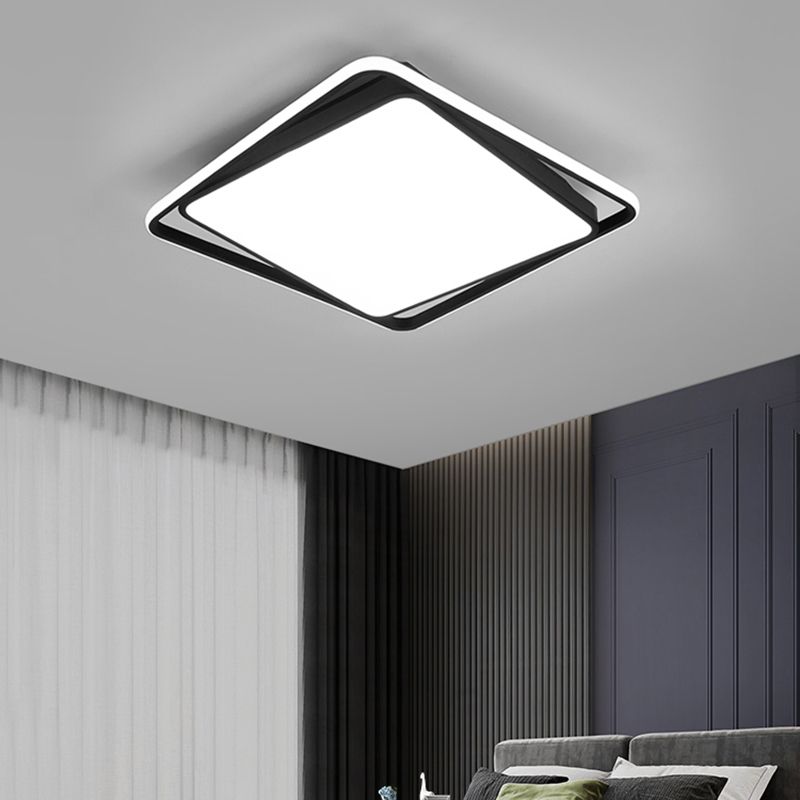 Square Led Surface Mount Ceiling Light Nordic Acryl Schwarz Flushmount Light for Bedroom