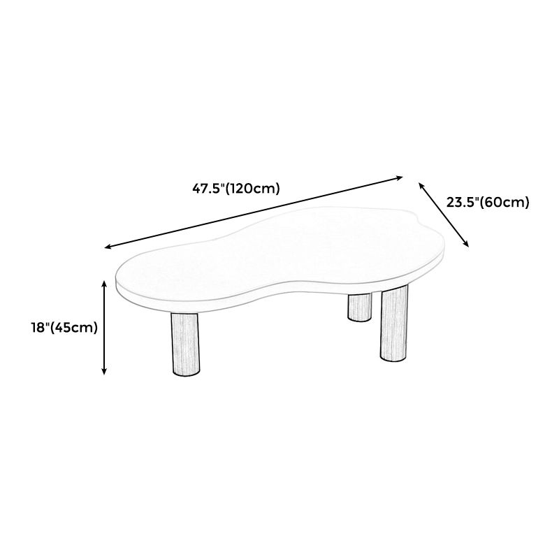 Modern Wood 3 Legs Cocktail Table Free Form Coffee Table - White