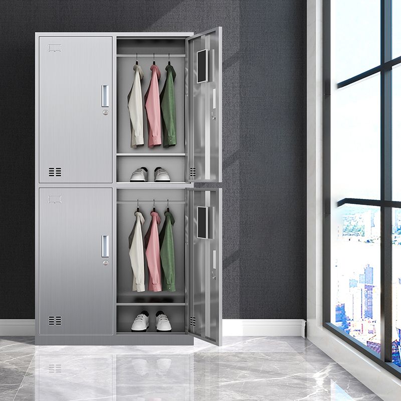 Chrome Steel Cabinet for Bathroom Modern Indoor Storage Cabinet with Hinged Doors