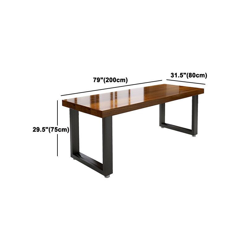 Black Metal Sled Base Table Industrial Dining Site Table with Wood Top