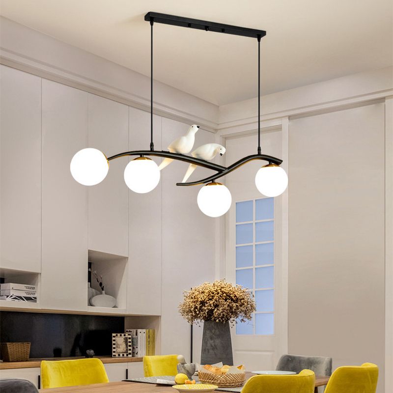 Glass Globe Shaded Ceiling Light Industrial Metal Kitchen Island Lighting