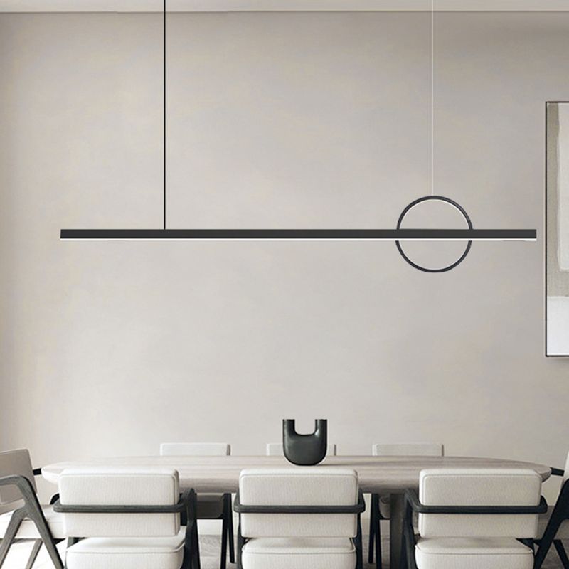 Simple Linear Hanging Island Light Metal LED Hanging Lighting Fixture for Sitting Room