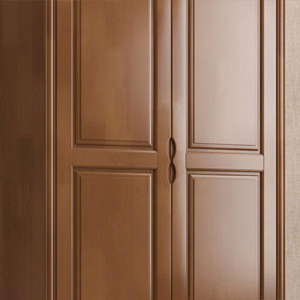 Rubberwood Armoire with Garment Rod Traditional Storage Cabinet with Drawers