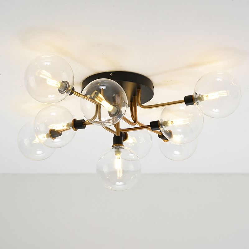 Ball Semi-flush Light Light Liping Glass Dining Room Filfone Foglione lampada