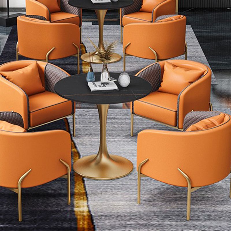 Modern 22.83" Wide Sofa Faux Leather Tuxedo Arm Sofa for Living Room