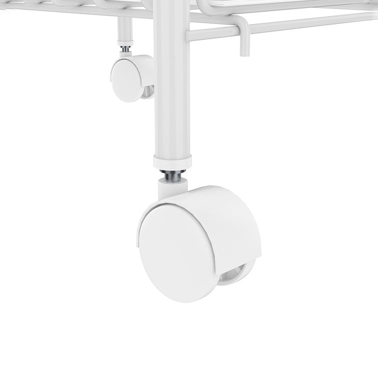 Modern Style Bookshelf White Open Back Metal Bookcase with Caster Wheels