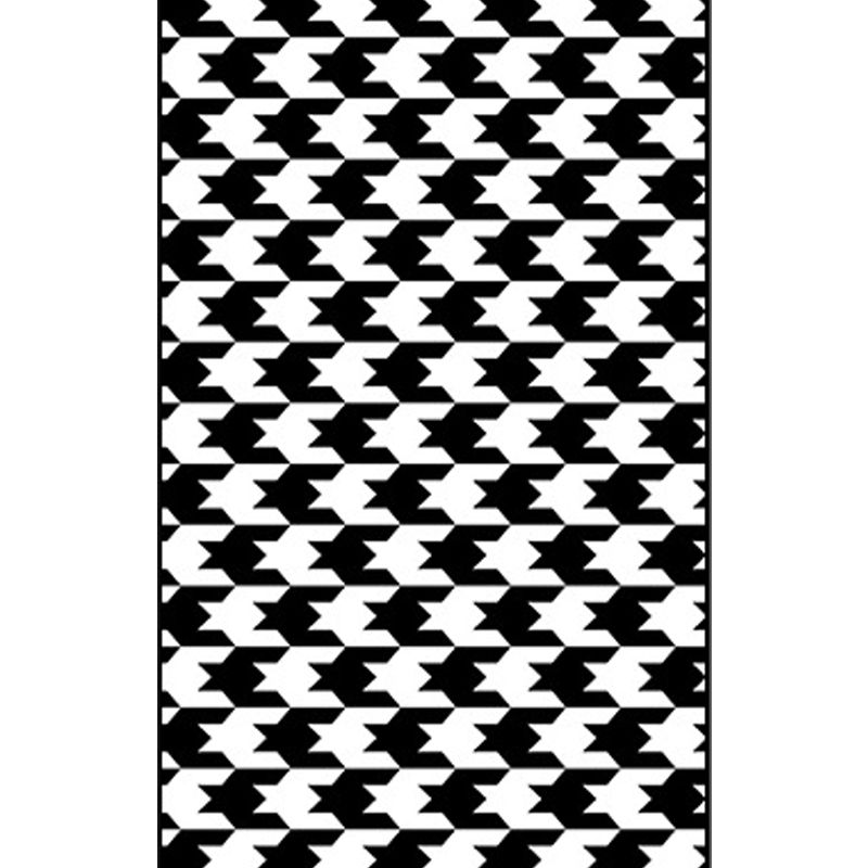 Schwarz-Weiß-Schlafzimmer Teppich Moderner Plaidhundtooth Muster Bereich Rug Polyester Nicht-Schlupf-Backing-Teppich