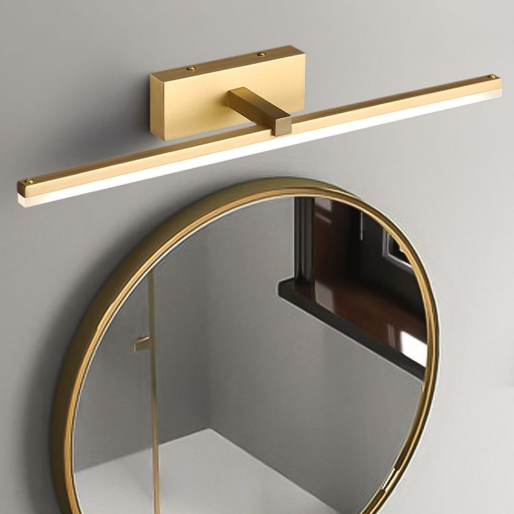 Modern Minimalist Style Linear Wall Mounted Vanity Lights Copper Flush Mount Wall Sconce for Bathroom