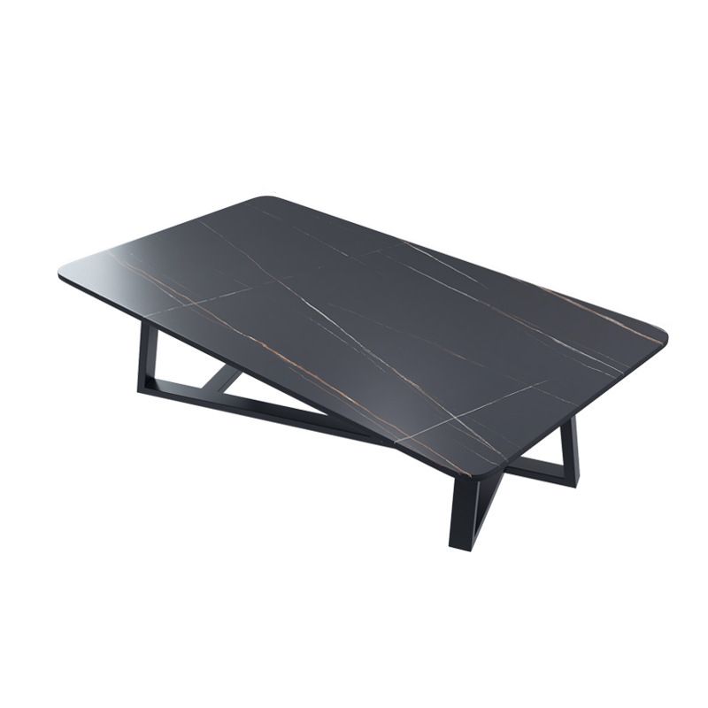 Slate Coffee Table Rectangular Open Shelf Minimalist Coffee Table