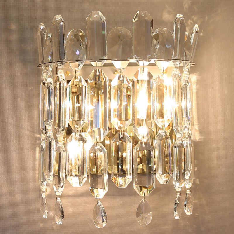 Lampada da parete in oro in cristallo nella moderna sconde da parete a 2 luci di metallo elettroplate artistico