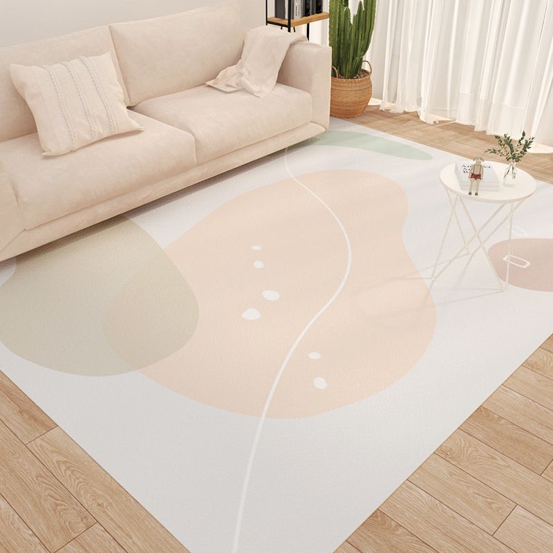 Light Pink Flower Indoor Rug PVC Nordic Rug Washable Rug for Living Room