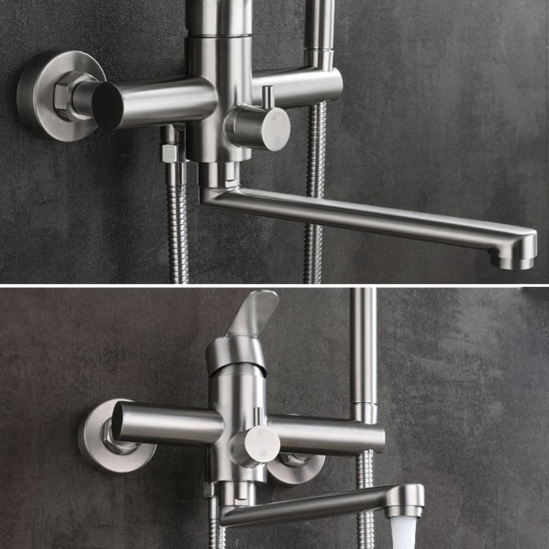 Wall Mounted Metal Tub Filler Low Arc Swivel Bathroom Faucet