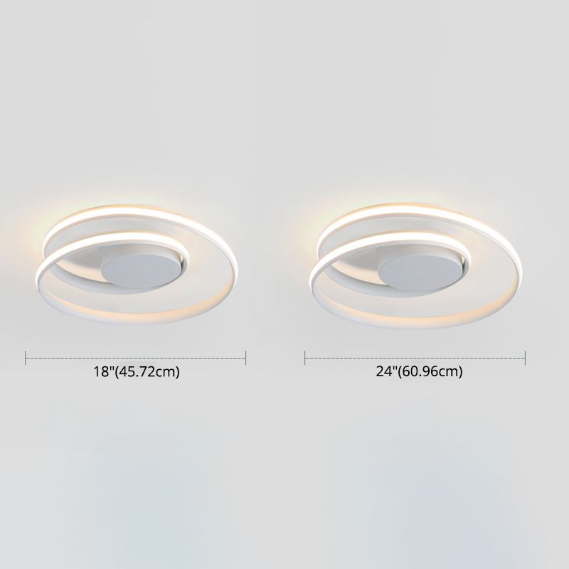 Aluminium Swirl Wave Semi Led Flush Mount Plafond Lights Modern 1 Light Semi Flush Light