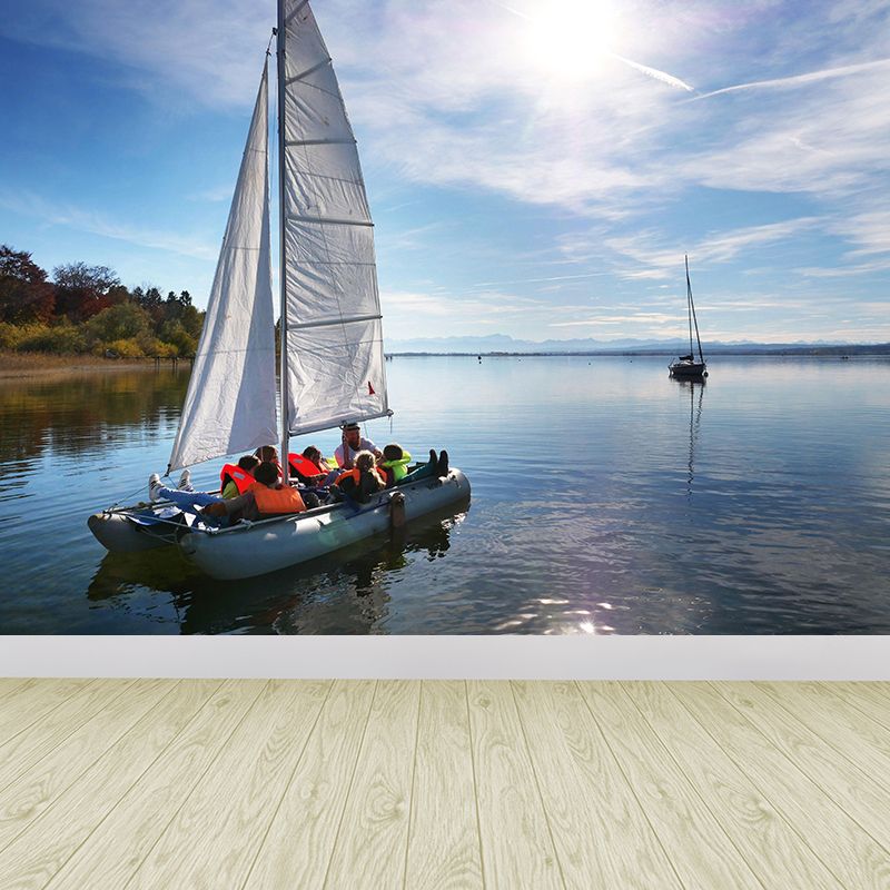Sailboat Mural Wallpaper Mildew Resistant for Accent Wall Multiple Sizes Available