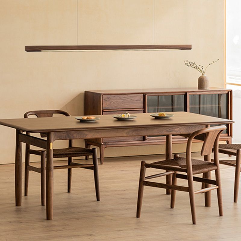 Linear Shape Island Light Modern Style Wood One Light Pendant Light Fixture