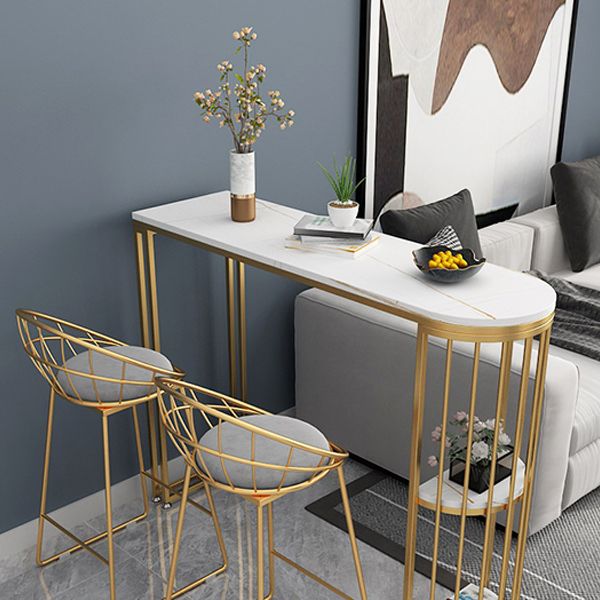 Industrial Bar Table Set 1/3 Pieces Stone Counter Table with Upholstered Stools