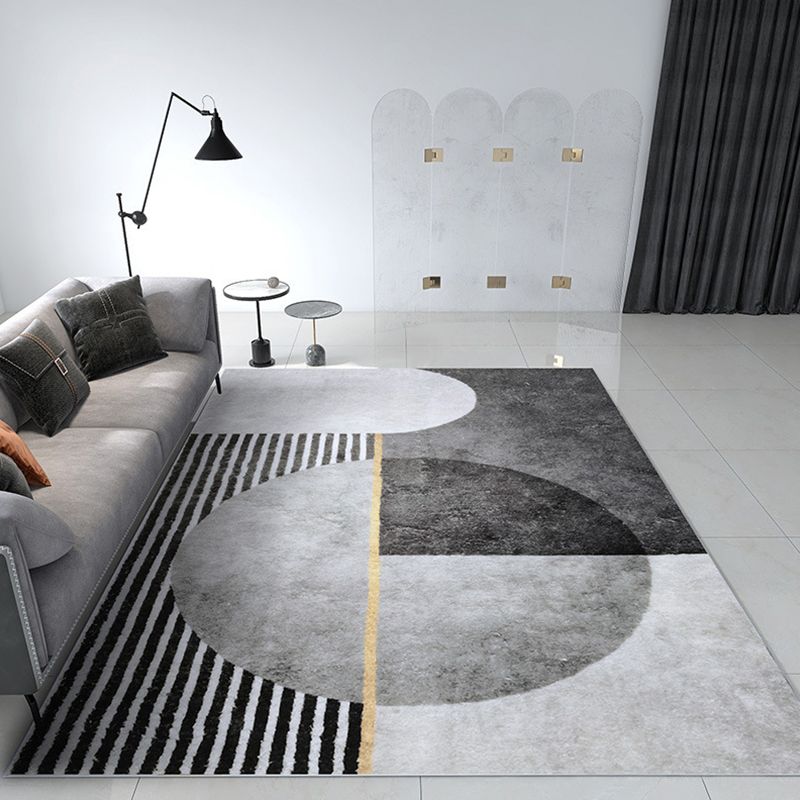 Modern Living Room Rug Abstract Pattern Carpet Polyester Area Rug with Non-Slip Backing