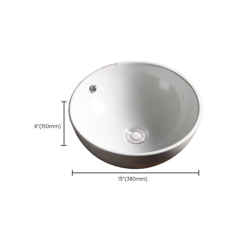 Modern Vessel Bathroom Sink Porcelain Oval with Pop-Up Drain Bathroom Sink
