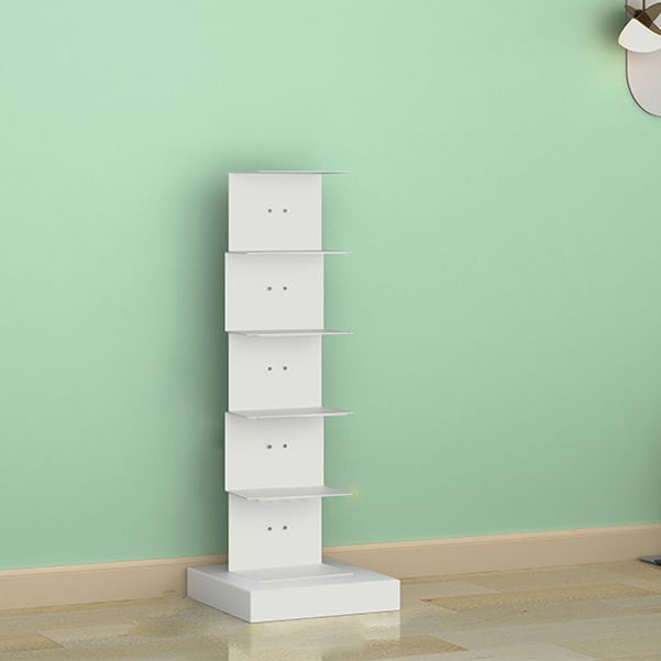 Modern Steel Bookcase, White, Geometric Bookshelf for Any Room