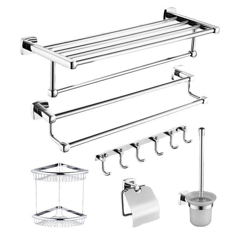 Polished Chrome Modernism Bathroom Accessory Set Bath Shelf/ Towel Bar/Robe Hooks Included