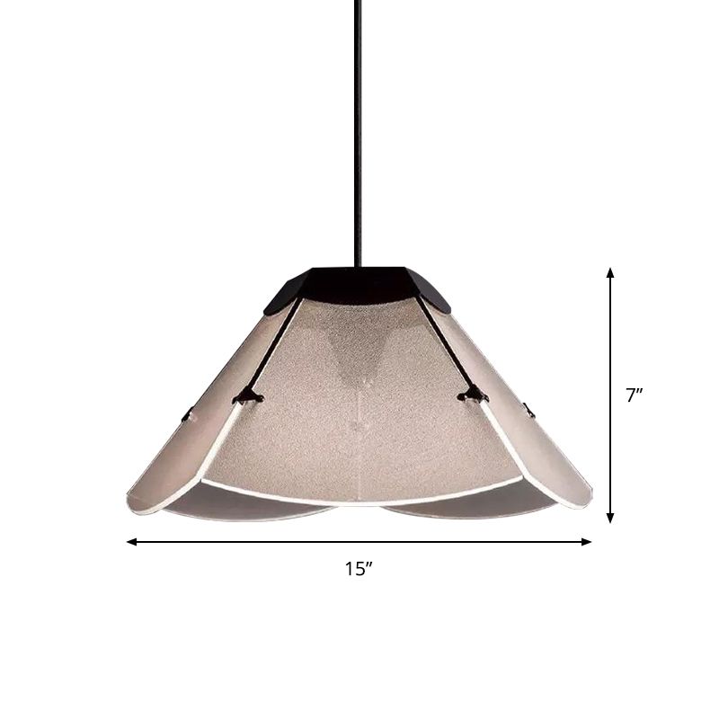 Modernism Scalloped Hanging Light Fixture White Glass 1 Light Living Room LED Ceiling Pendant