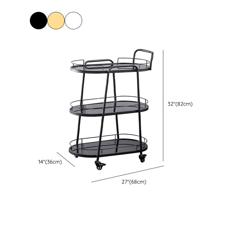 Modern Rolling Kitchen Trolley Glass Open Storage Prep Table