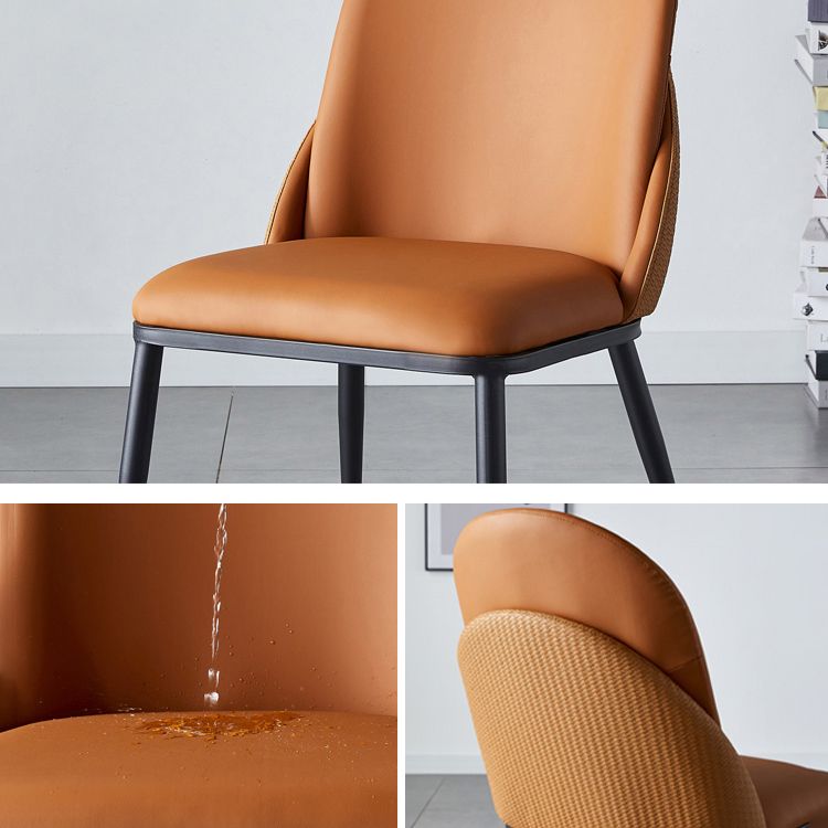 Nordic Style Kitchen Leather Dining Chair Armless Dining Chairs with Metal Legs