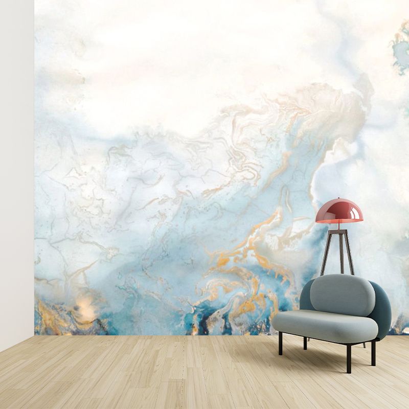 Grey-Blue Smoke Look Murals Decal Abstract Artistic Waterproof Wall Decor for Bedroom