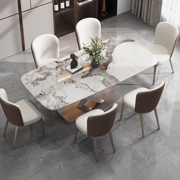 Dining Room Set Contemporary with Sintered Stone Dining Table and Cushion Chairs