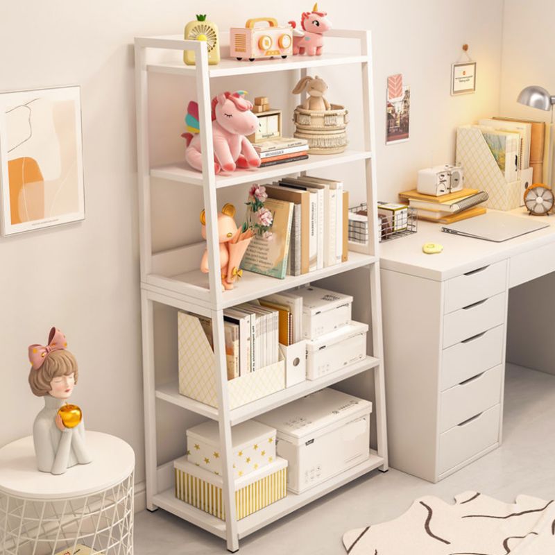 Engineered Wood Bookcase Ladder Contemporary Bookshelf with Shelves