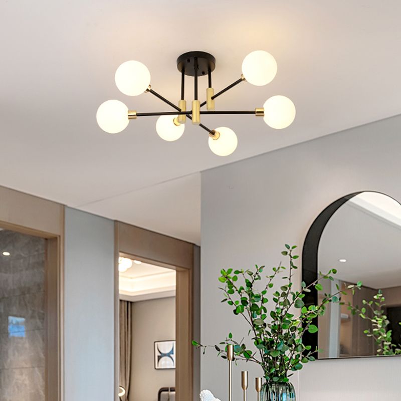 Contemporary Sphere Flush Light Fixture Glass Flush Mount Lights in Black