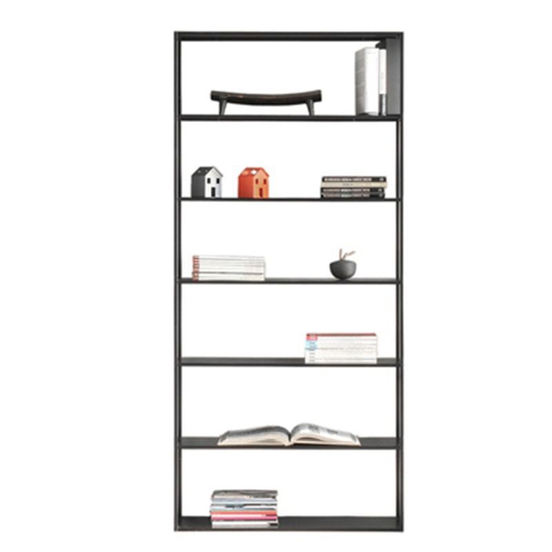 Industrial Style Bookshelf in Black Iron Shelf for Study Room Office with 5 Open Shelves