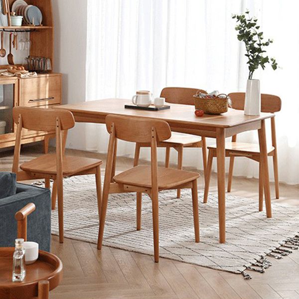 Mesa de comedor de 4 patas de estilo moderno, colección de comedor de madera maciza para interiores
