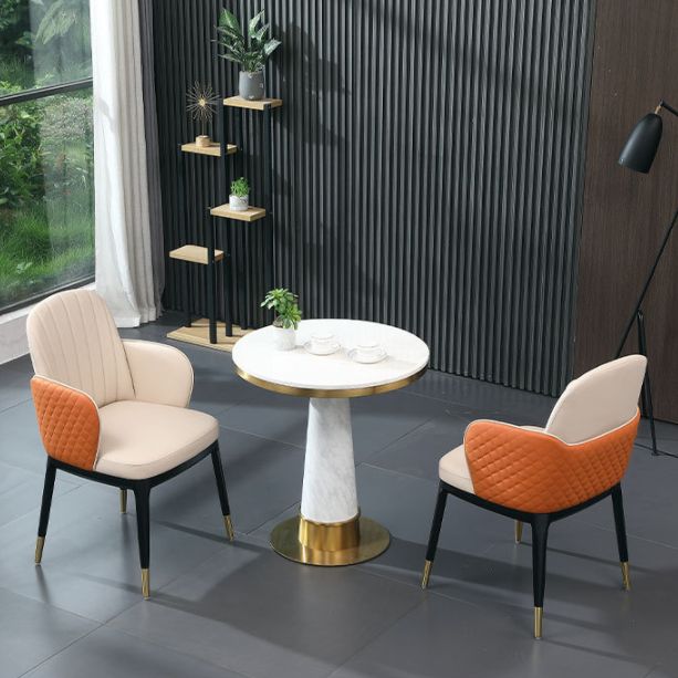 Glam Faux Marble Dining Set Round 1/3/4 Pieces Dining Set for Home Use