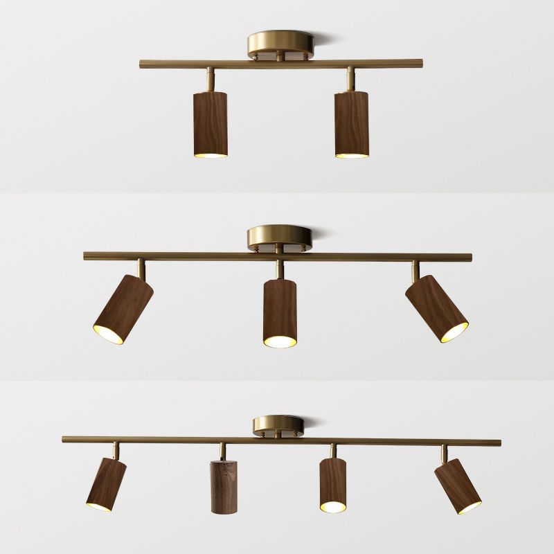 Iluminación sobre riel de techo nórdico, foco de madera maciza de nogal negro para el hogar, sala de estar, dormitorio, guardarropa, tienda de ropa comercial, pasillo