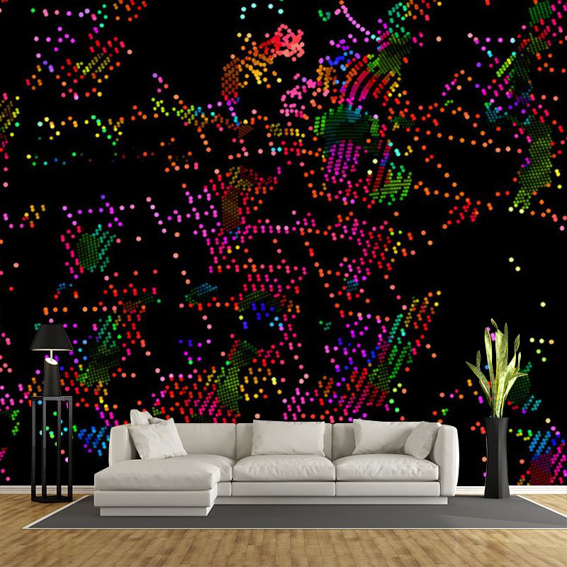 Novelty Dots Pattern Mural Wallpaper Black-Red Abstract Wall Covering for Decoration