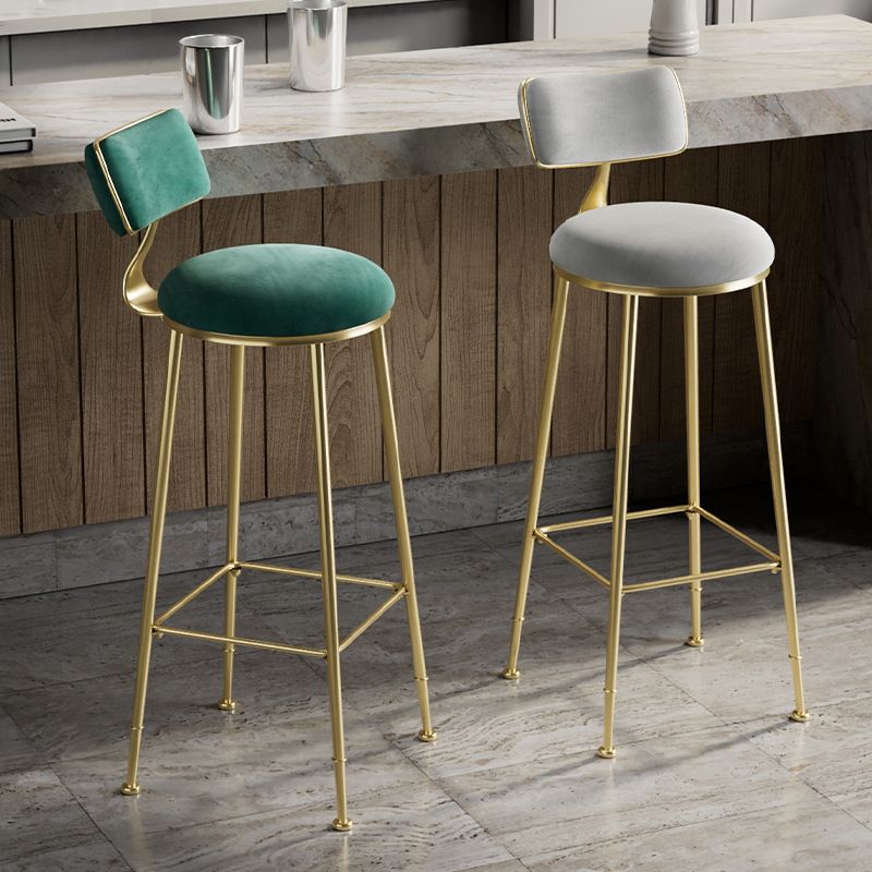 Glam Metal Barstool Fabric Counter Stool in Matte Finish for Indoor