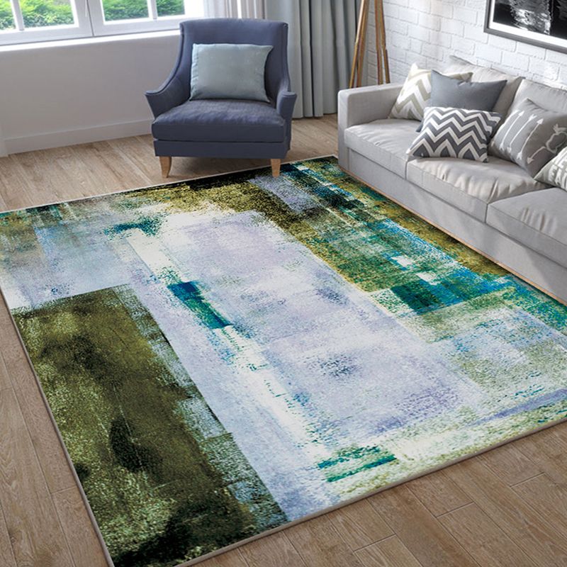 Trendy Multi-Color Nordic Rug Polypropylene Abstract Drawing Carpet Non-Slip Stain Resistant Machine Washable Rug for Living Room